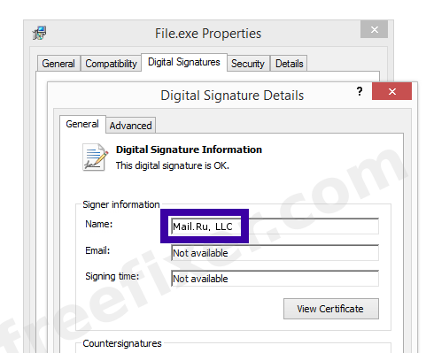 Screenshot of the Mail.Ru, LLC certificate